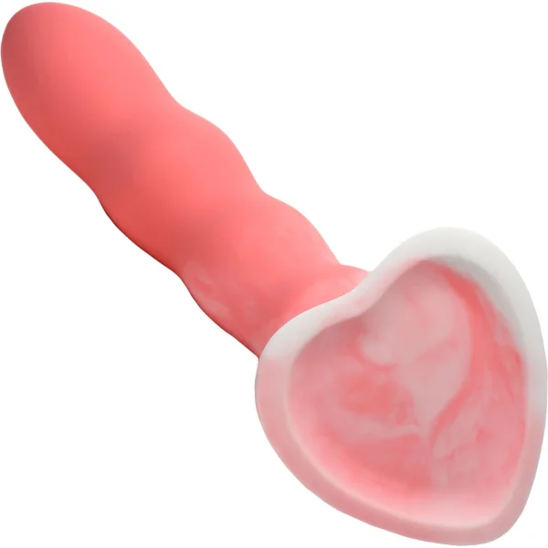 Simply Sweet Wavy 8" Silicone G-Spot Suction Cup Dildo - Pink & White