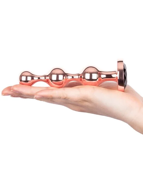 Bejewelled Rose Gold Steel Beaded Butt Plug - 4, 4.5 or 5 Inch