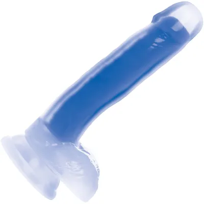 Lollicock Glow In The Dark 8 2 Silicone Suction Cup Dildo With Balls Blue
