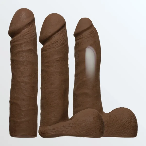 Vac-U-Lock - Dual Density Ultraskyn Set with 3 Chocolate Dongs