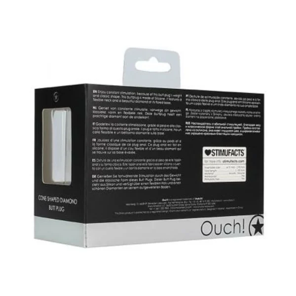 Ouch Cone-shaped Diamond Butt Plug - Black — image 4 of 9