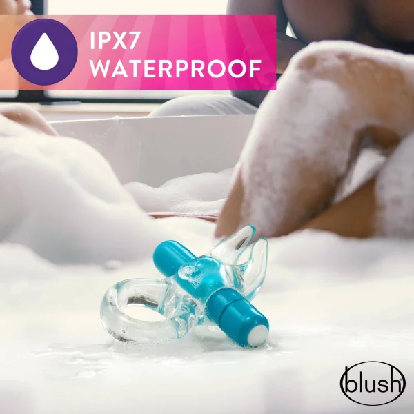 Cockring W/Clit Stimulator - Play With Me  Bull Vibrating C-Ring - Blue - Blush Novelties