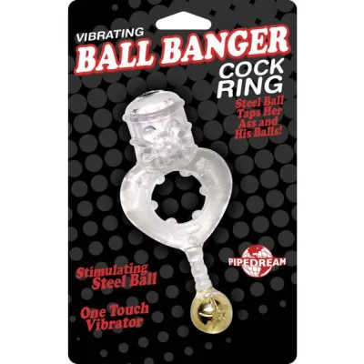 Vibrating Ball Banger Cockring Clear