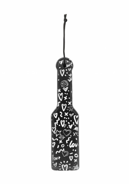 Printed Paddle - Love Street Art Fasion - Black - Kinky BDSM Toys