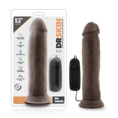 Dr Skin Dr Throb 9 5 Inch Vibrating Realistic Cock With Suction Cup Chocolate