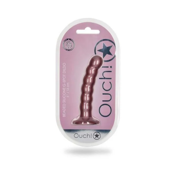 Realistic Dildos: Shots Ouch! Beaded Silicone 5 In. G-spot Dildo Rose Gold