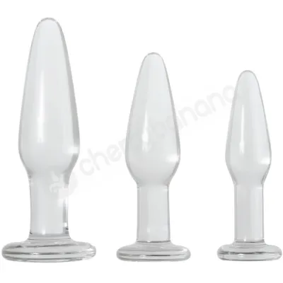 Adam Eve Clear Glass Anal Training Trio Set of 3 Sizes