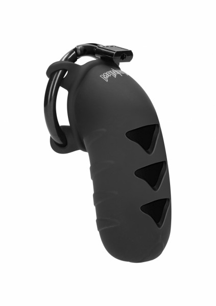 Model 08 - Chastity - 4.2 inch - Silicone Cock Cage - Black - Cock Lock