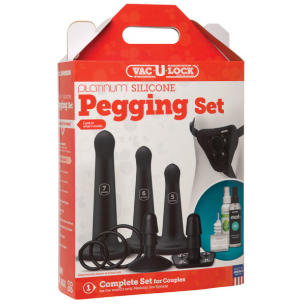 Doc Johnson Vac-U-Lock Silicone Pegging Set - Black