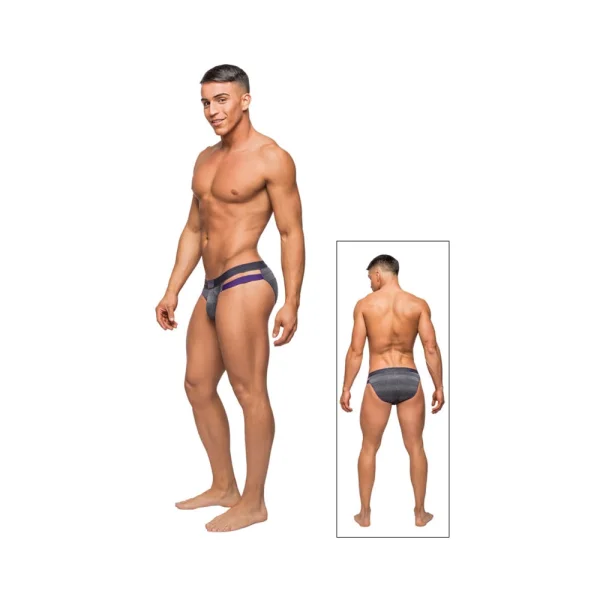 Male Power Heather Haze Cutout Bikini Grey Med — image 2 of 3