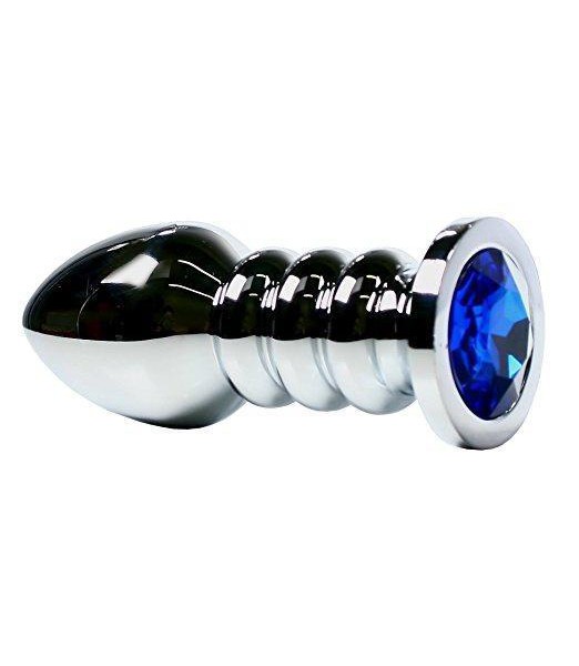 Blue Diamond Rippled Anal Plug