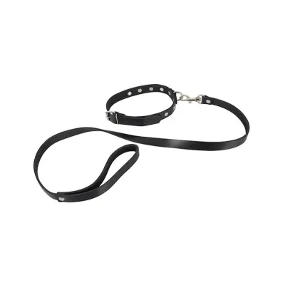 Leather Collar And Leash Black One Size