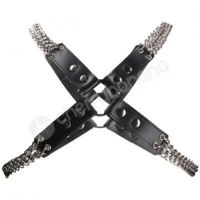 Ouch Chain And Chain Black Leather Harness One Size