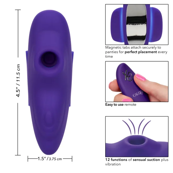 Lock-N-Play Remote Suction Rechargeable Silicone Panty Teaser With Remote By CalExotics - Purple