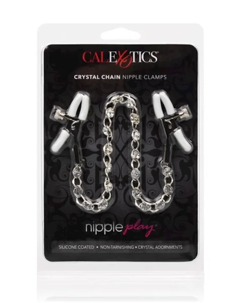Nipple Play Crystal Chain Nipple Clamps - Clear - 17.5 Inch