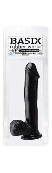 Basix Rubber Works 12 Inch Suction Cup Dong - Black