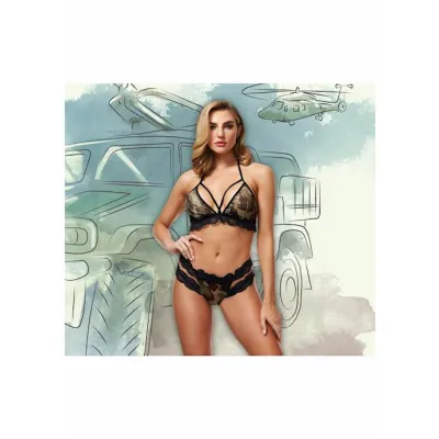 Criss cross Mesh And Lace Army Girl Black O s