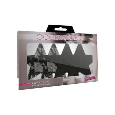 Satin And Lace Star Pasties Black