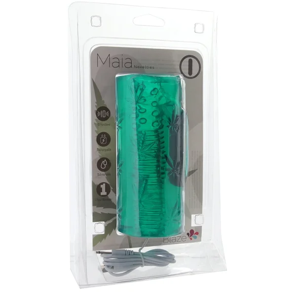 Green 'Blaze' Cannabis Male Masturbator with Rechargeable Bullet — image 9 of 11