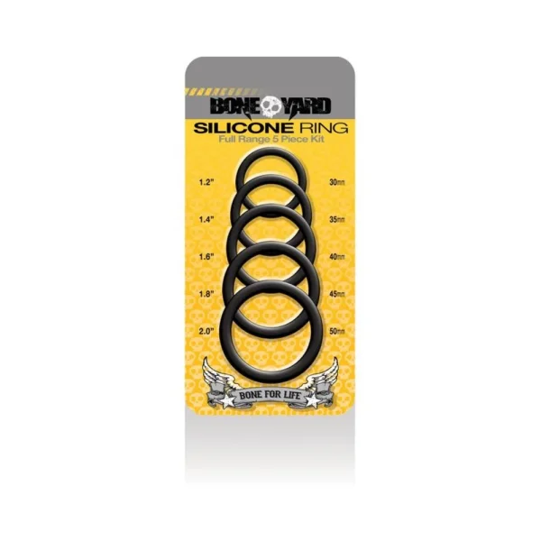 Boneyard Silicone Ring 5 Pcs Kit Black
