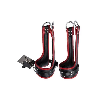 Bound X Tall Leather Suspension Cuffs Black Red