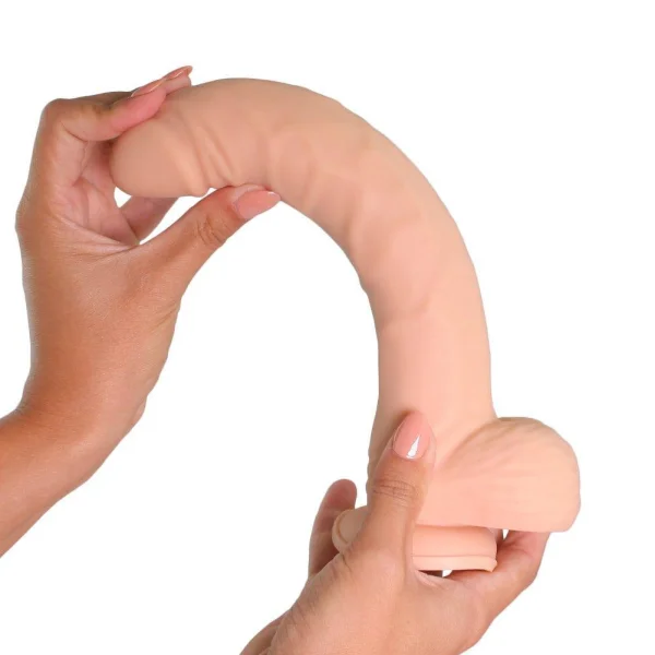 Curved silicone suction cup dildo