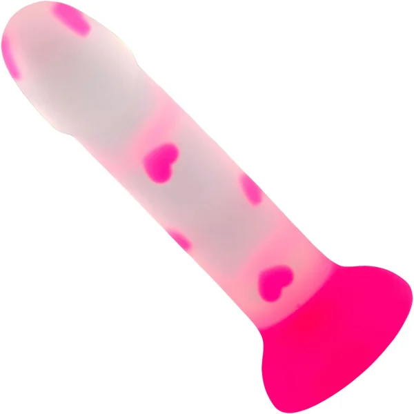 Sweet Sex Sweet  Heart 7" Silicone Suction Cup Dildo - Pink & White