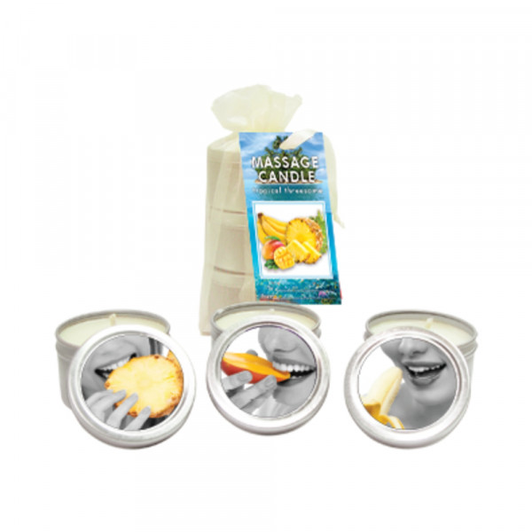 Earthly Body Edible Massage Candle Trio (three 2 Oz Candles -- Mango, Pineapple, Banana)
