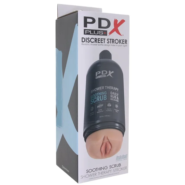 PDX Plus Shower Therapy Soothing Scrub Discreet Penis Stroker By Pipedream - Vanilla