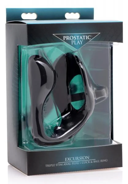 Excursion Silicone Triple Stim Anal Plug with Cock and Ball Ring — image 9 of 17