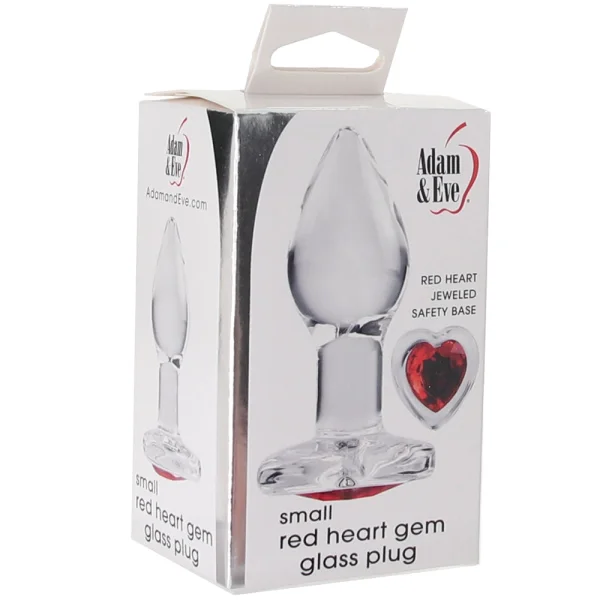Adam & Eve Small Red Heart Gem Glass Plug