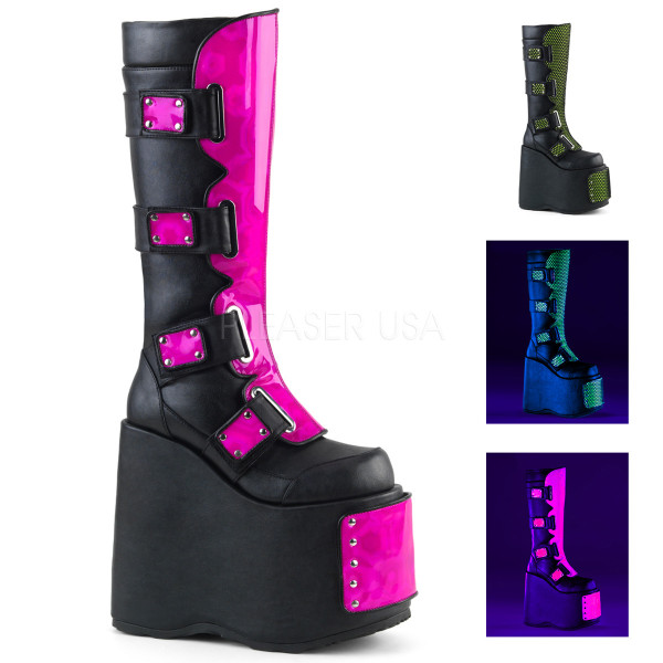 7 inches PF Knee High Boot W/ 4 Buckle Straps, Inner Metal Zipper