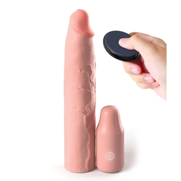 Fantasy X-tensions Elite Silicone Vibrating 9" Penis Extension With 3" Extender & Remote  - Vanilla