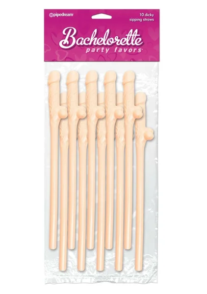 Bachelorette Party Favors 10 Pecker Straws Flesh