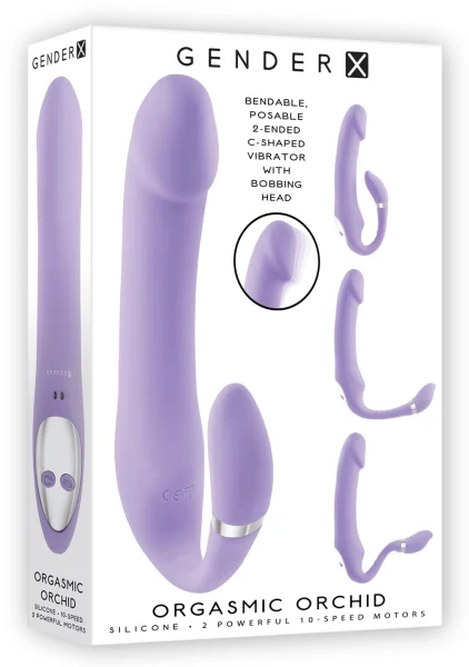Gender X Orgasmic Orchid Rechargeable Silicone Vibrator With Flexible Clitoral Stimulator - Purple