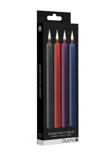 Teasing Wax Candles Large - Mixed Colors - 4-Pack