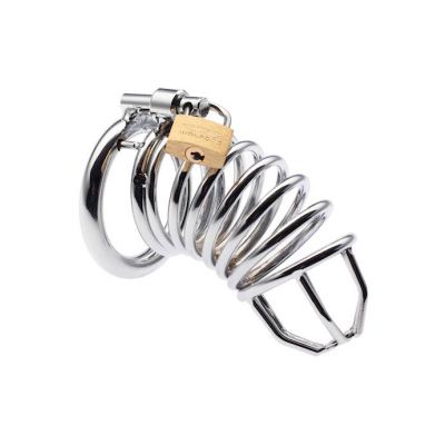 Kink Range Spiraled Chastity Cage 40mm Silver 40mm