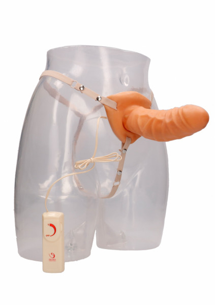 Hollow Vibrating Strap On Extender - Flesh - Strap On Sex Guide