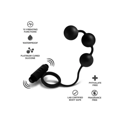 Anal Adventures Platinum Silicone Anal Beads with Vibrating C Ring