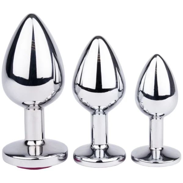 Bejewelled Pink Metal Butt Plug - 2.5, 3 or 3.5 Inch — image 4 of 7