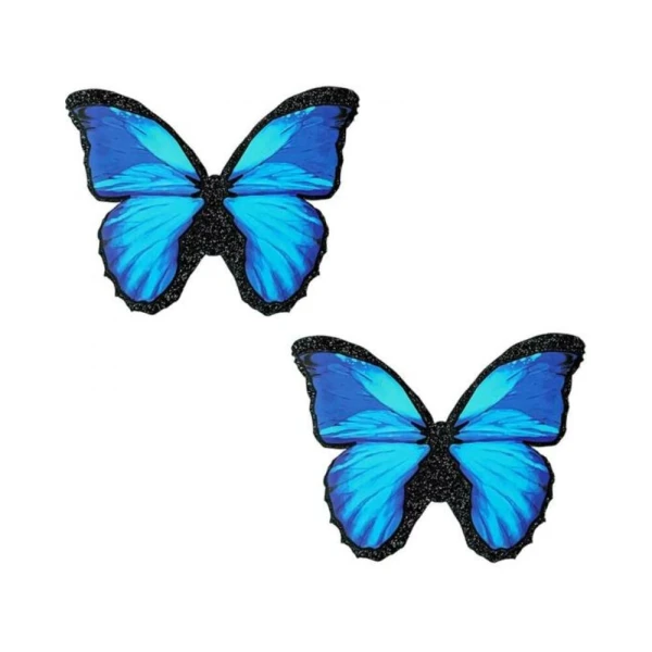 Sexy Accessories: Neva Nude Pasty Butterfly Blue/black Glitter