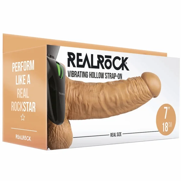 Real Rock Hollow Vibrating 7 Inch Ballsy Strap-On