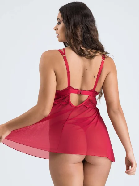 Lovehoney Tiger Lily Red Floral Lace Babydoll Set