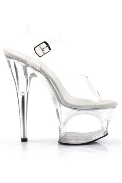Pleaser Moon 7" Clear Cut-Out Platform Sandal