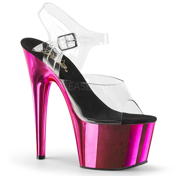 7 inches Heel, 2 3/4 inches PF Ankle Strap Sandal w/ Chrome Plated Botto — image 9 of 12