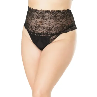 Plus Size High Waisted Crotchless Panty