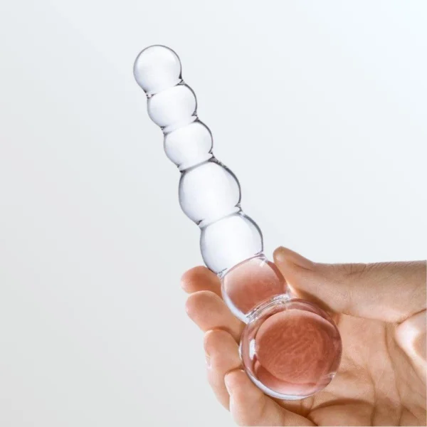 Gläs Curved Beaded Glass Dildo - Clear