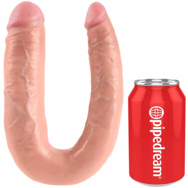 King Cock U-Shaped Large Double Trouble Dildo - Vanilla
