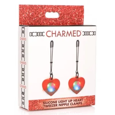 Charmed Silicone Light Up Heart Tweezer Nipple Clamps