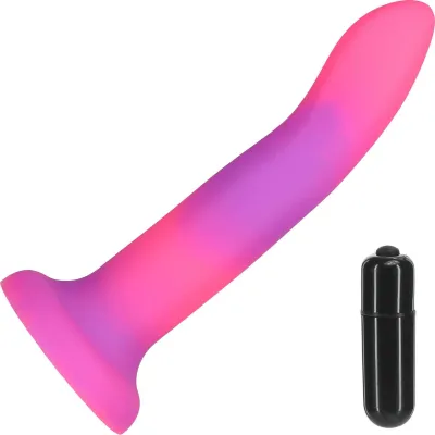 Rave By Addiction Silicone 8 Glow In The Dark Bendable Suction Cup Dildo Pink Purple